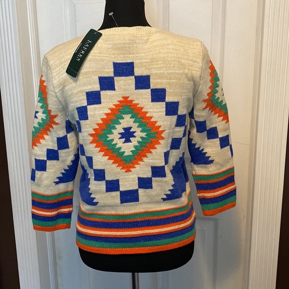 Ralph Lauren Women’s Sweater sz M Aztec Print NWT - Picture 2 of 4